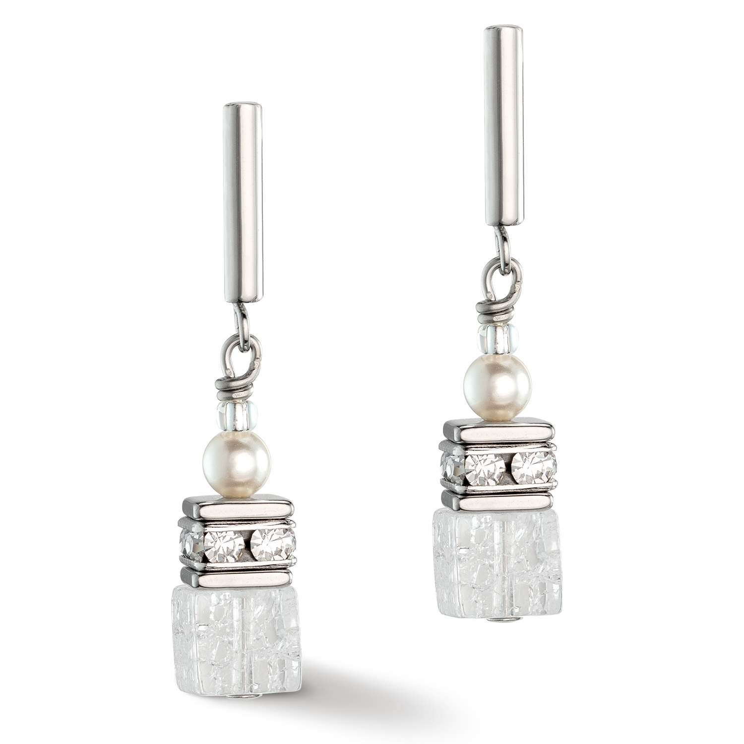 Boucles d'oreilles GeoCUBE® Precious Fusion Pearls blanc