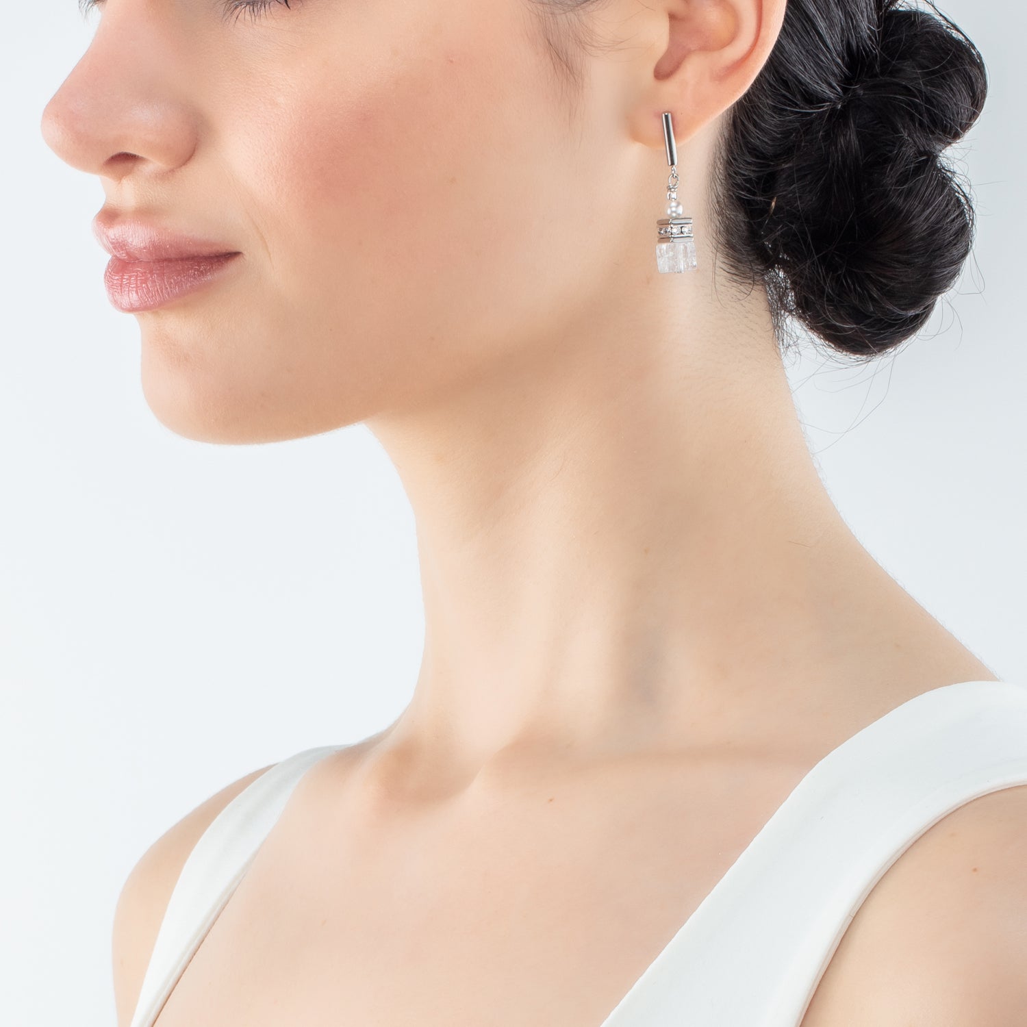 Boucles d'oreilles GeoCUBE® Precious Fusion Pearls blanc