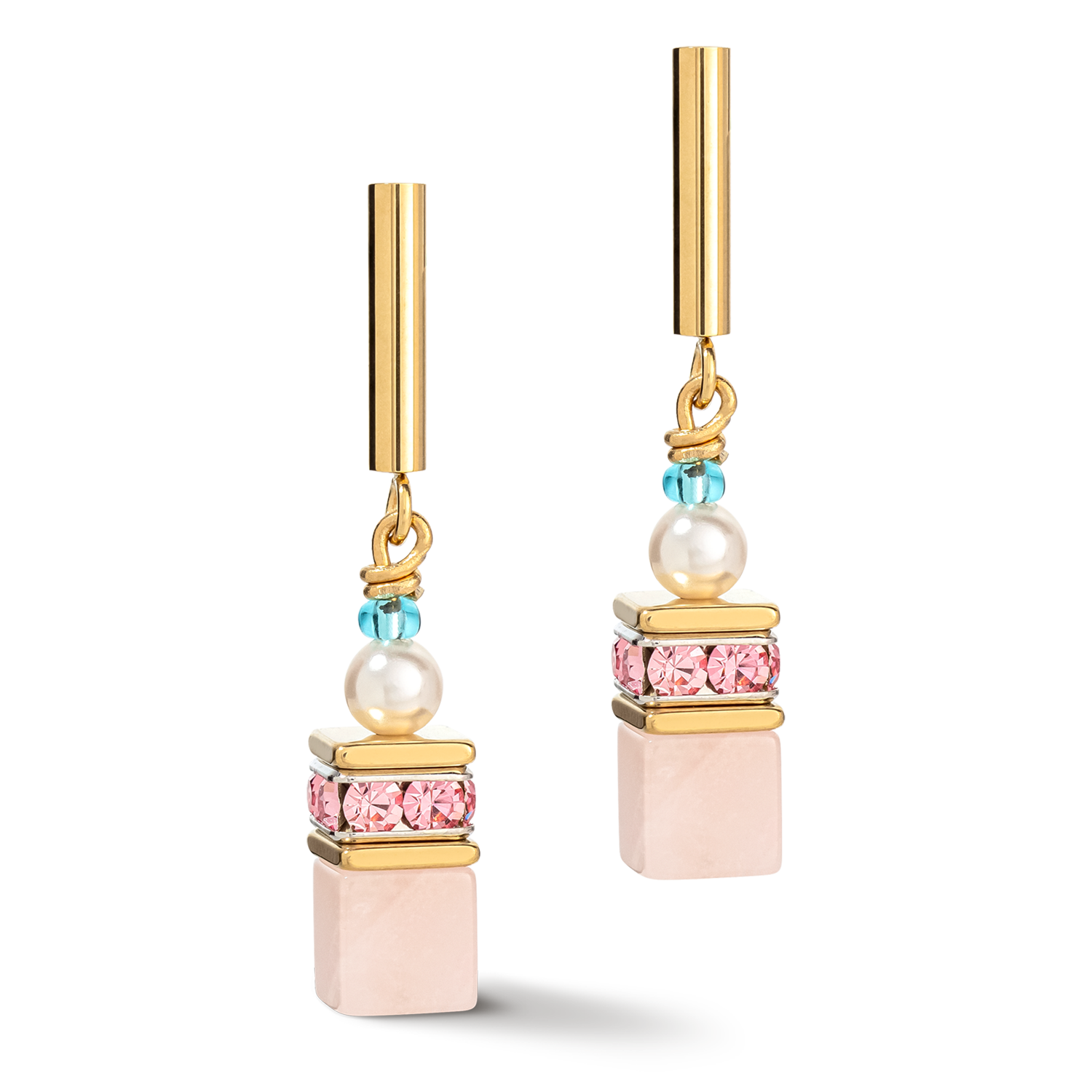 Boucles d'oreille GeoCUBE® Precious Fusion Pearls multicolore pastel