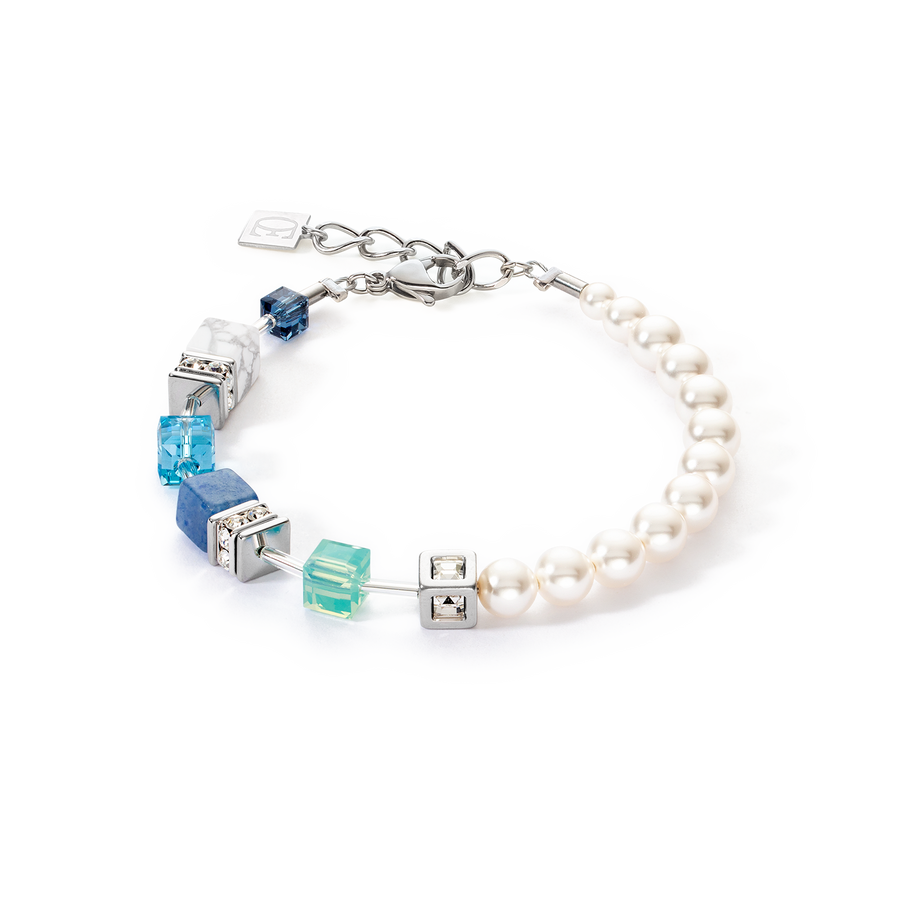 Bracelet GeoCUBE® Precious Fusion Pearls aqua bleu