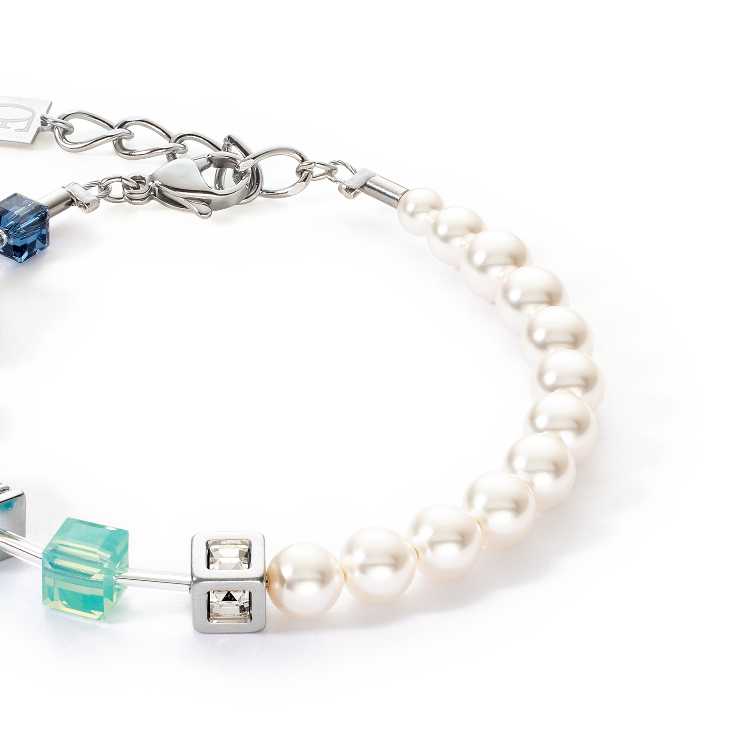 Bracelet GeoCUBE® Precious Fusion Pearls aqua bleu