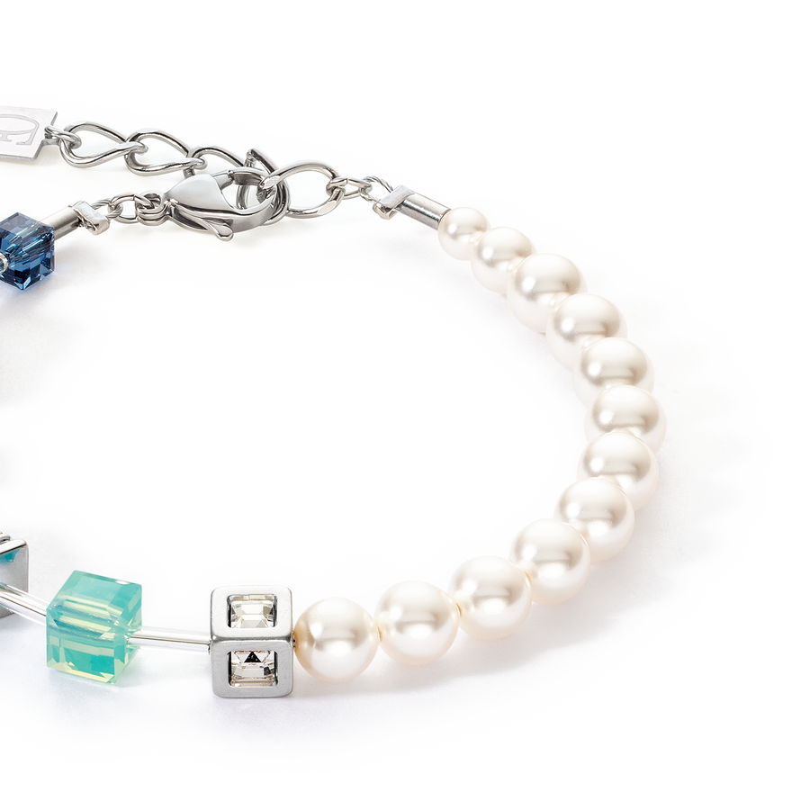 Bracelet GeoCUBE® Precious Fusion Pearls aqua bleu