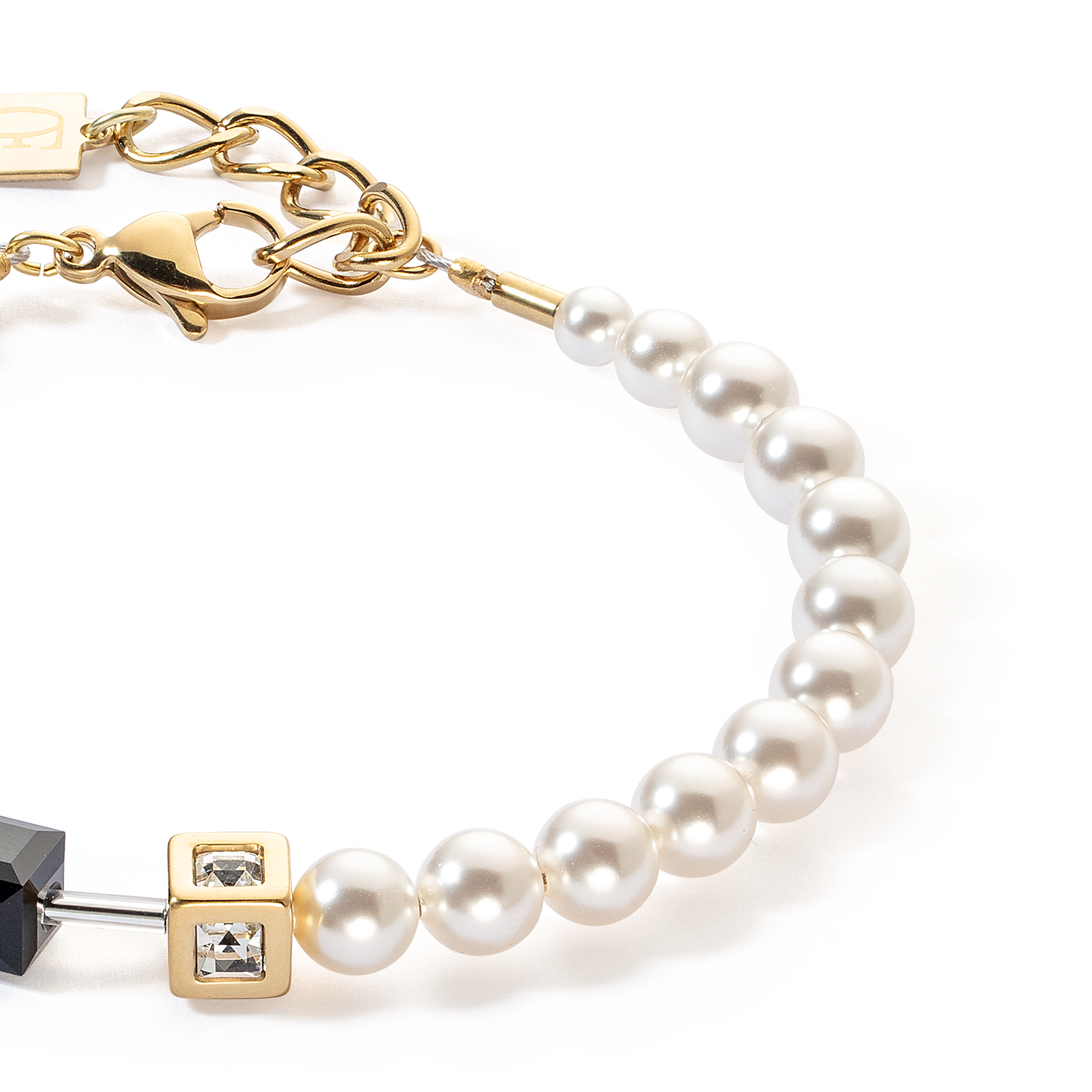 Bracelet GeoCUBE® Precious Fusion Pearls noir-or