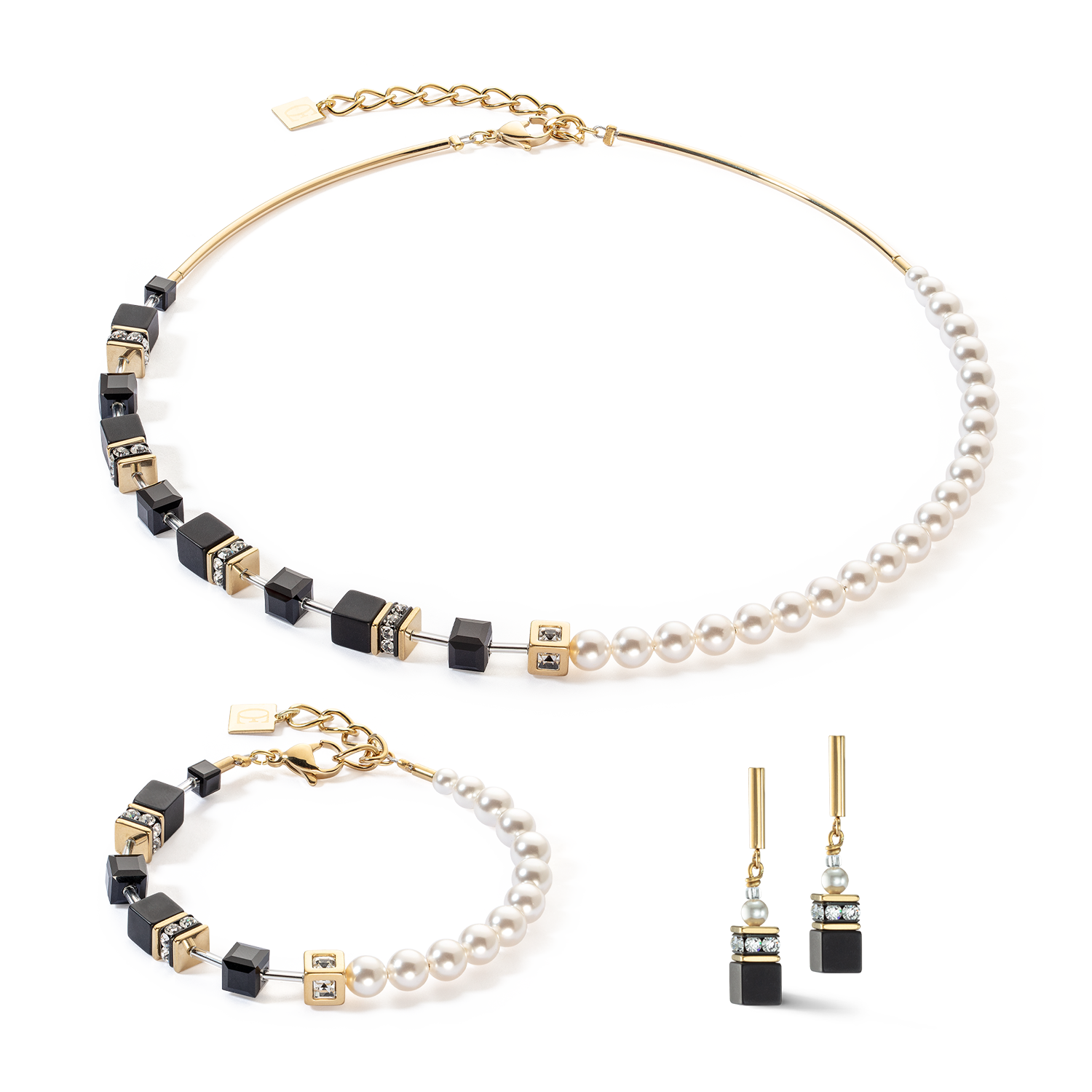 Bracelet GeoCUBE® Precious Fusion Pearls noir-or