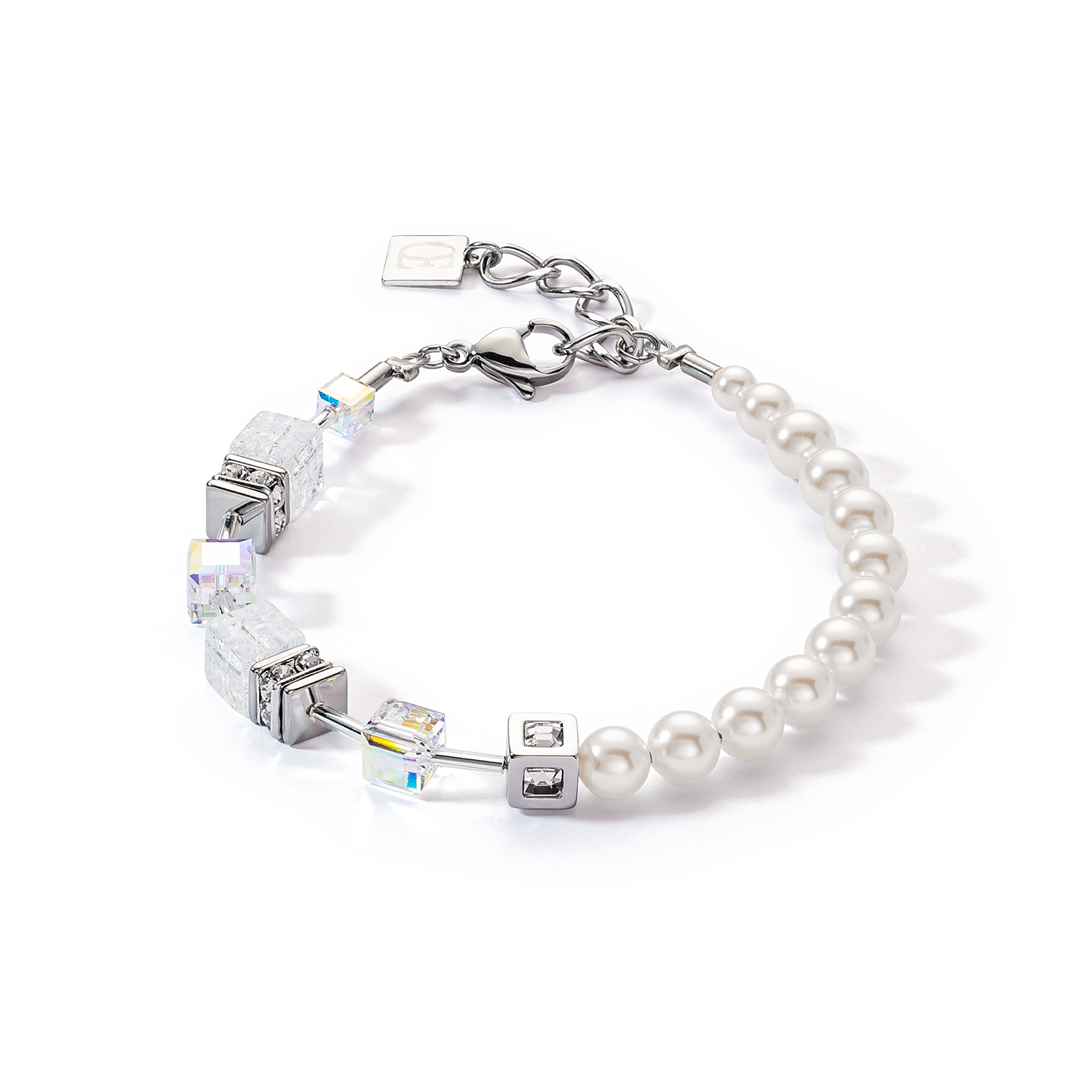 Bracelet GeoCUBE® Precious Fusion Pearls blanc