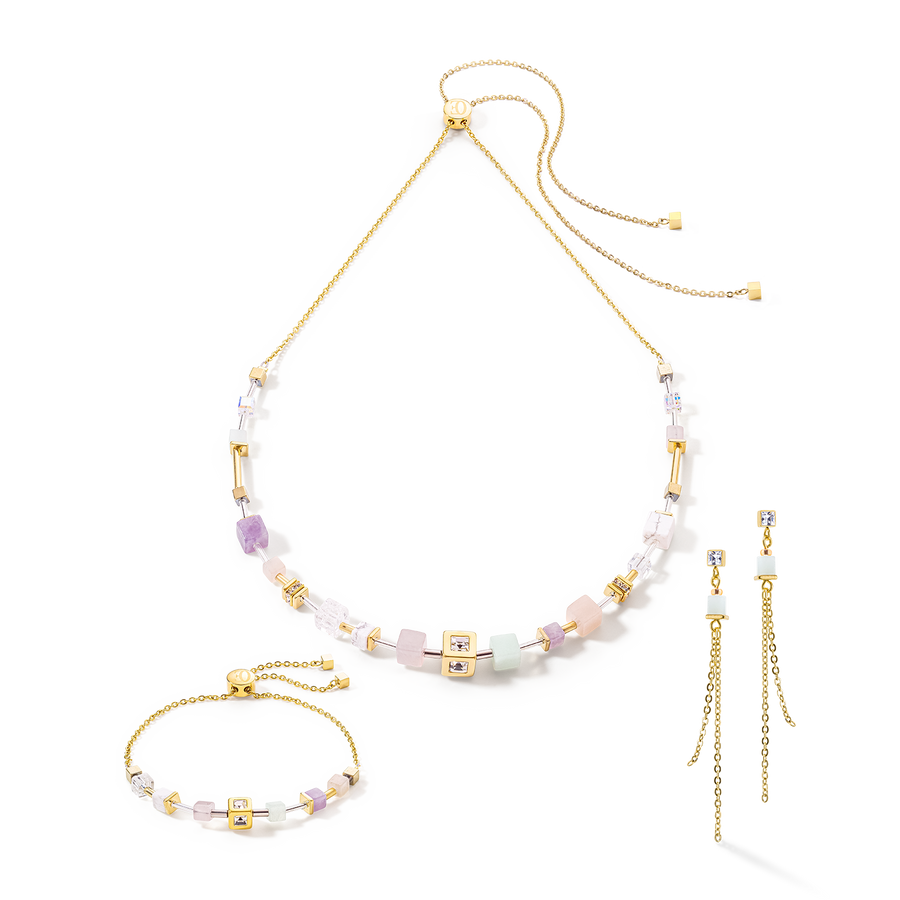 Collier GeoCUBE® Precious & Slider Closure or multicolore pastel