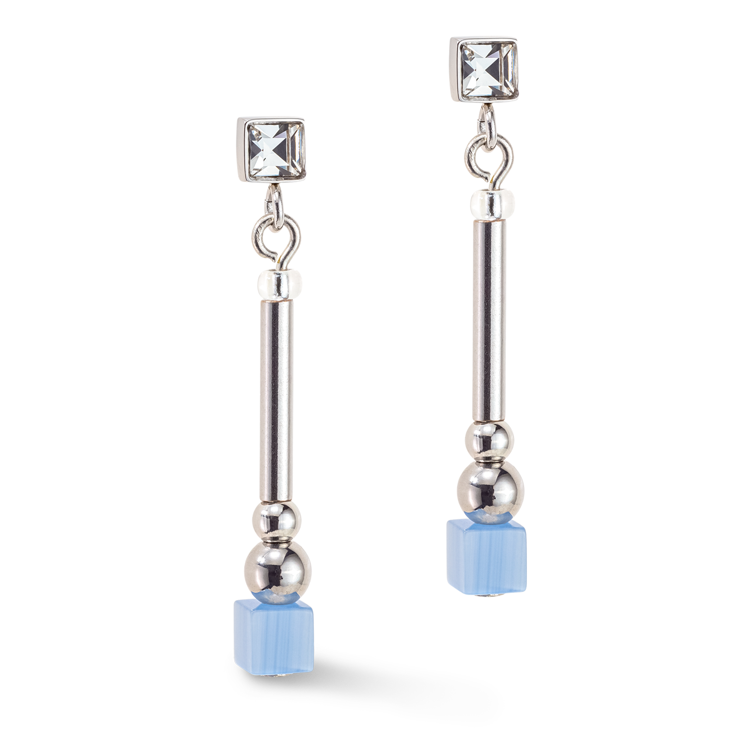 Boucles d'oreille Brilliant Square Layer argent bleu clair rose