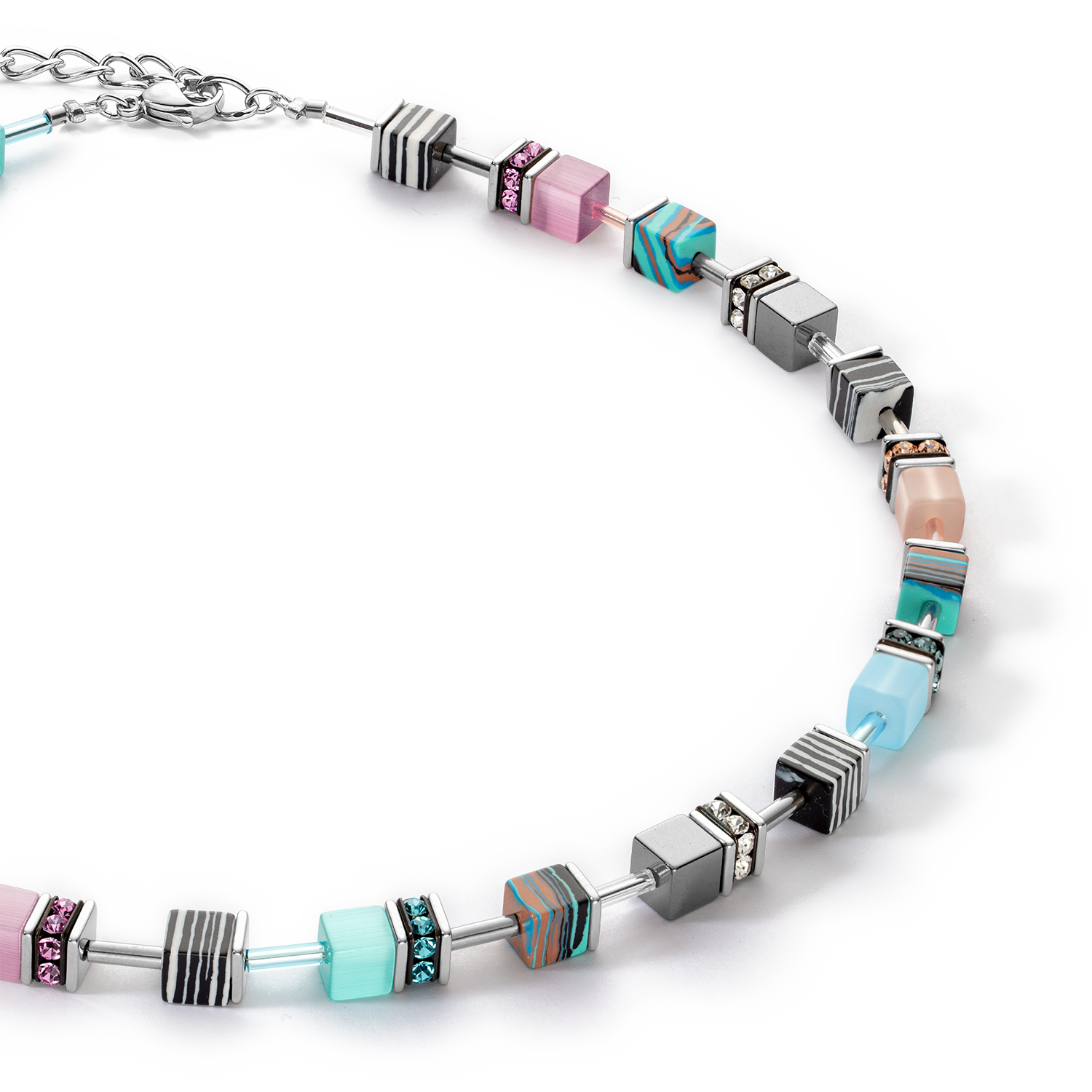 Collier GeoCUBE® Candy aqua rose