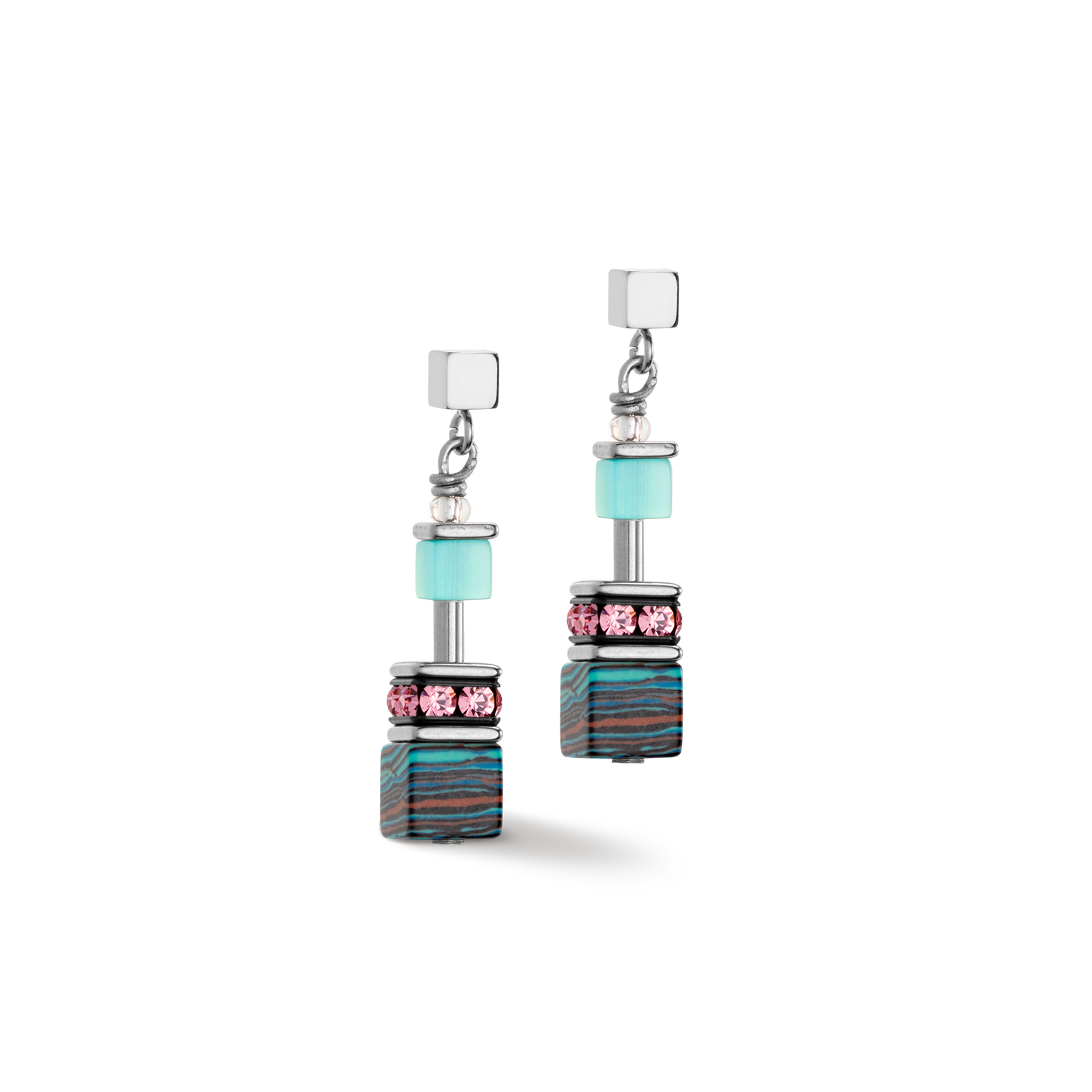 Boucles d'oreille GeoCUBE® Candy aqua rose