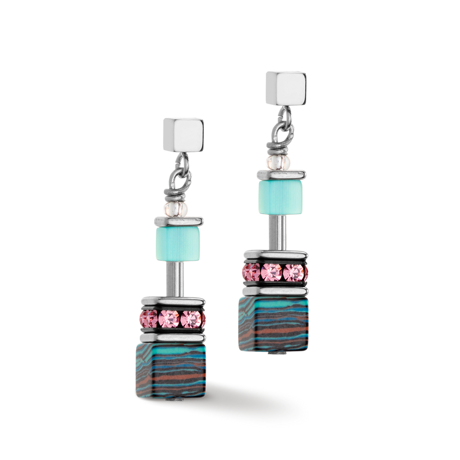 Boucles d'oreille GeoCUBE® Candy aqua rose