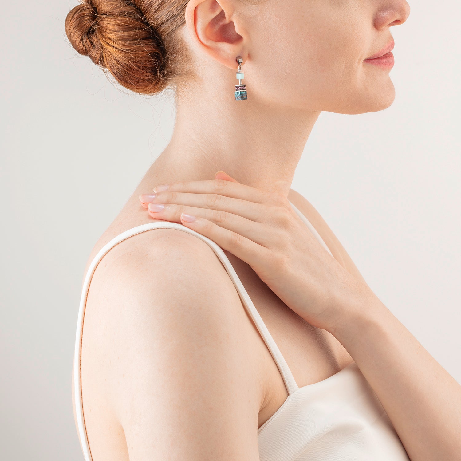 Boucles d'oreille GeoCUBE® Candy aqua rose