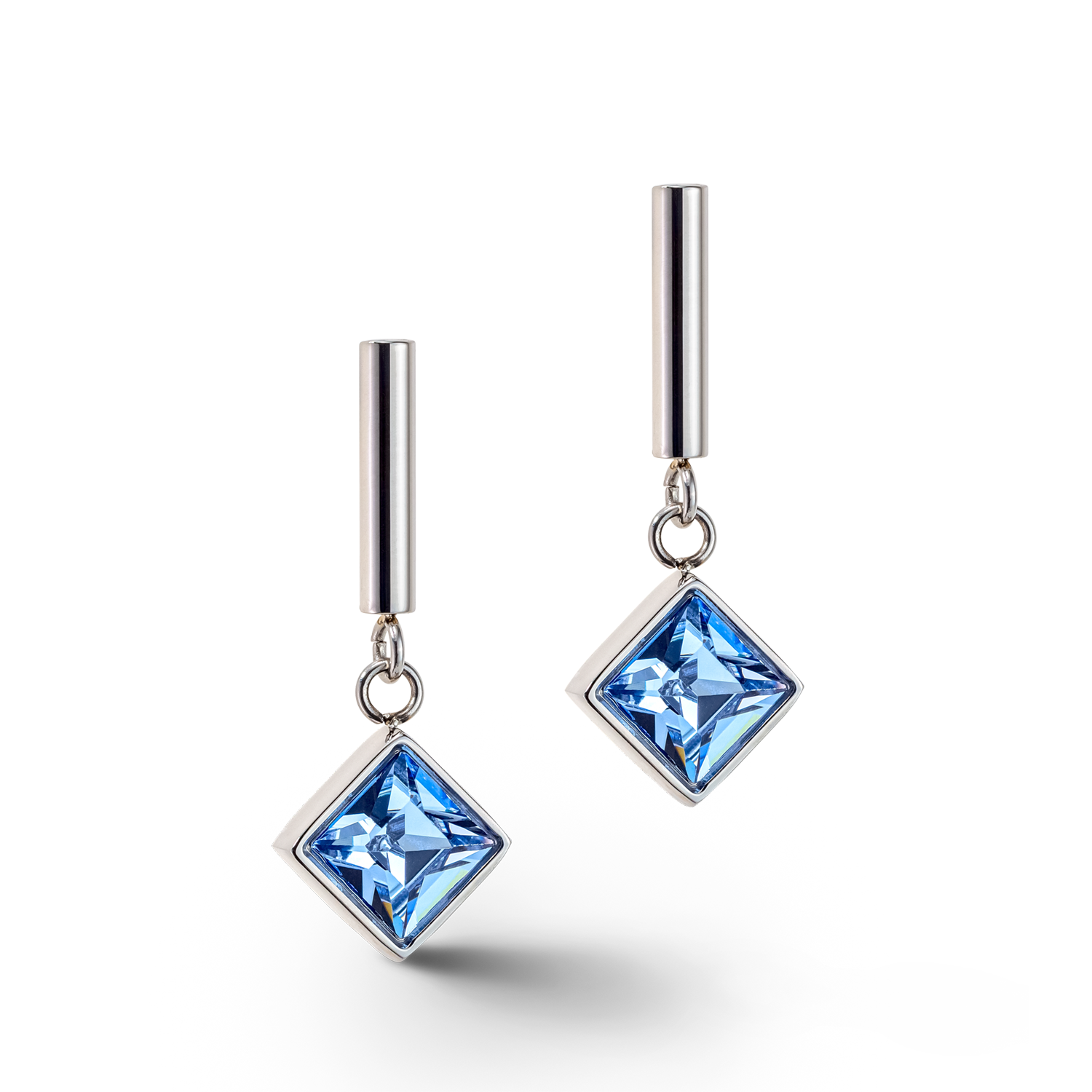 Boucles d'oreille Brilliant Square argent bleu clair