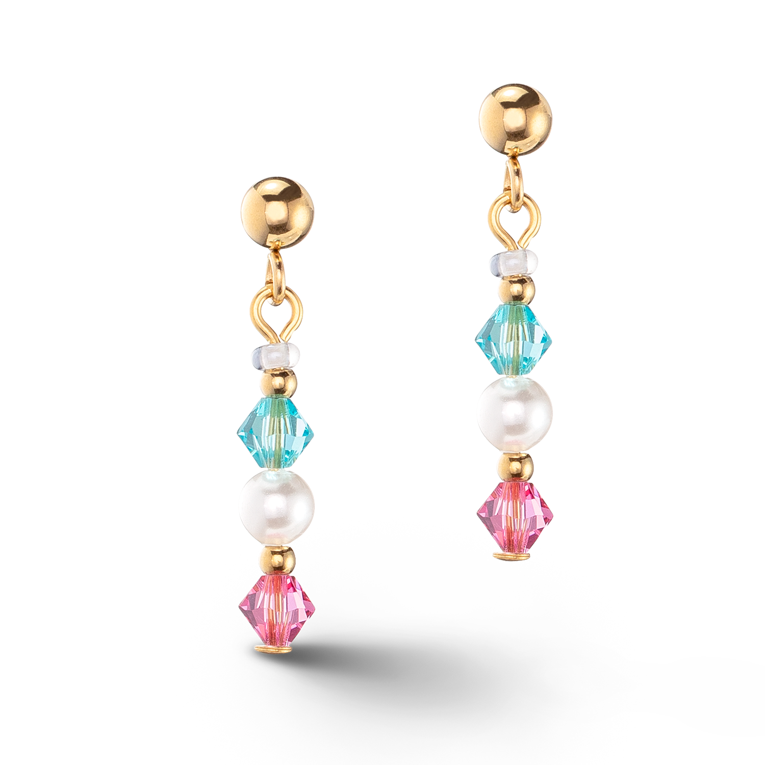 Boucles d'oreilles Princess Pearls or multicolore