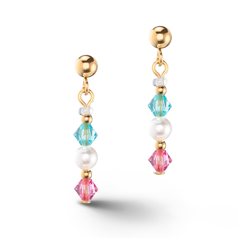 Boucles d'oreilles Princess Pearls or multicolore