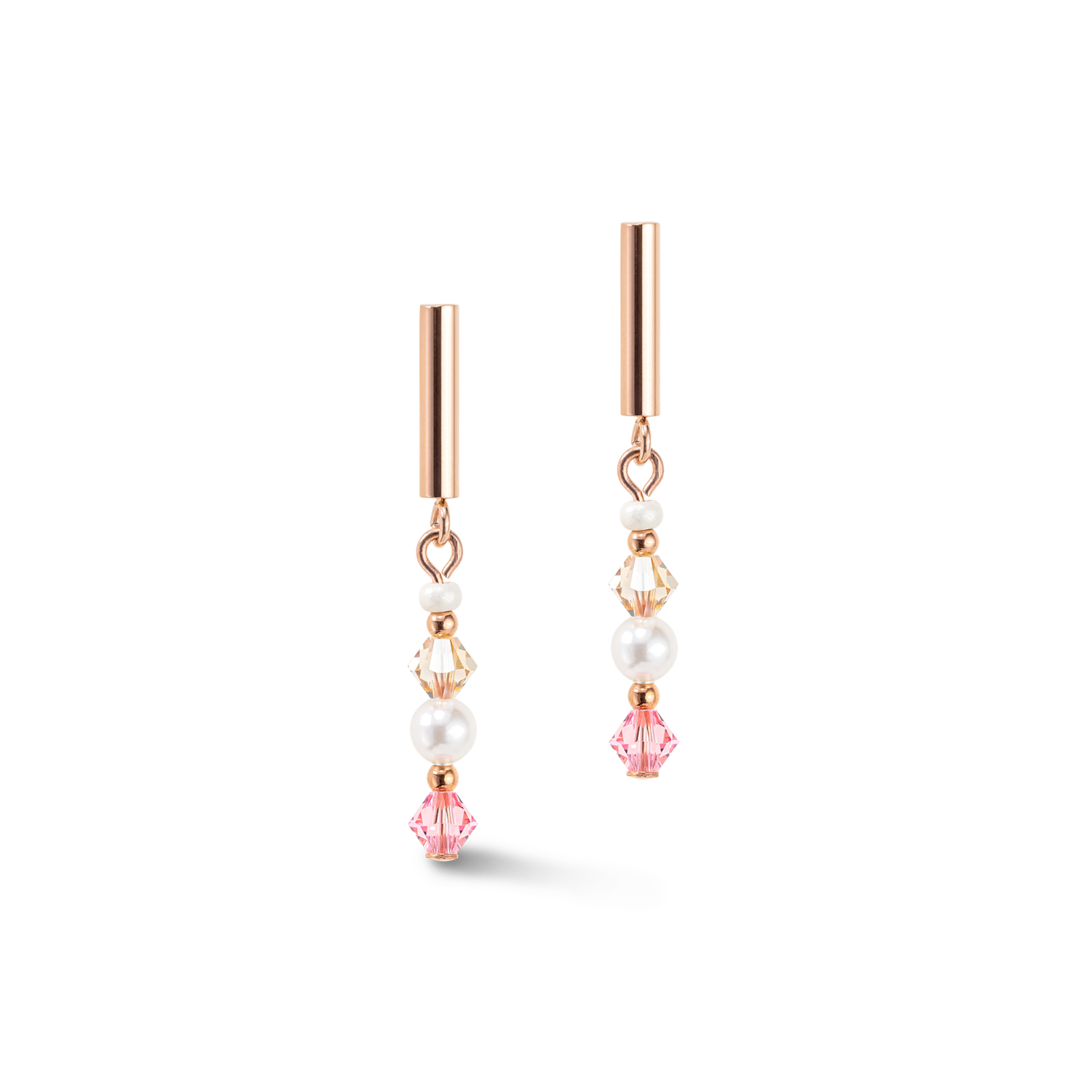 Boucles d'oreille Princess Pearls or rose rose clair