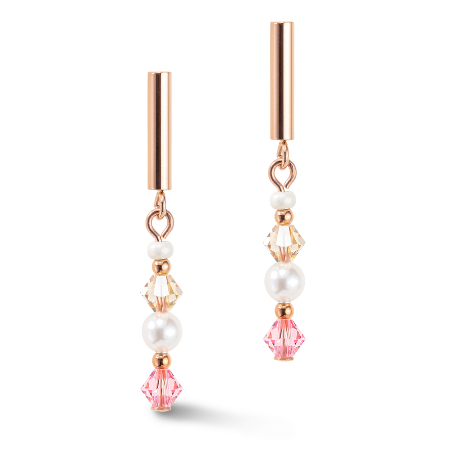Boucles d'oreille Princess Pearls or rose rose clair