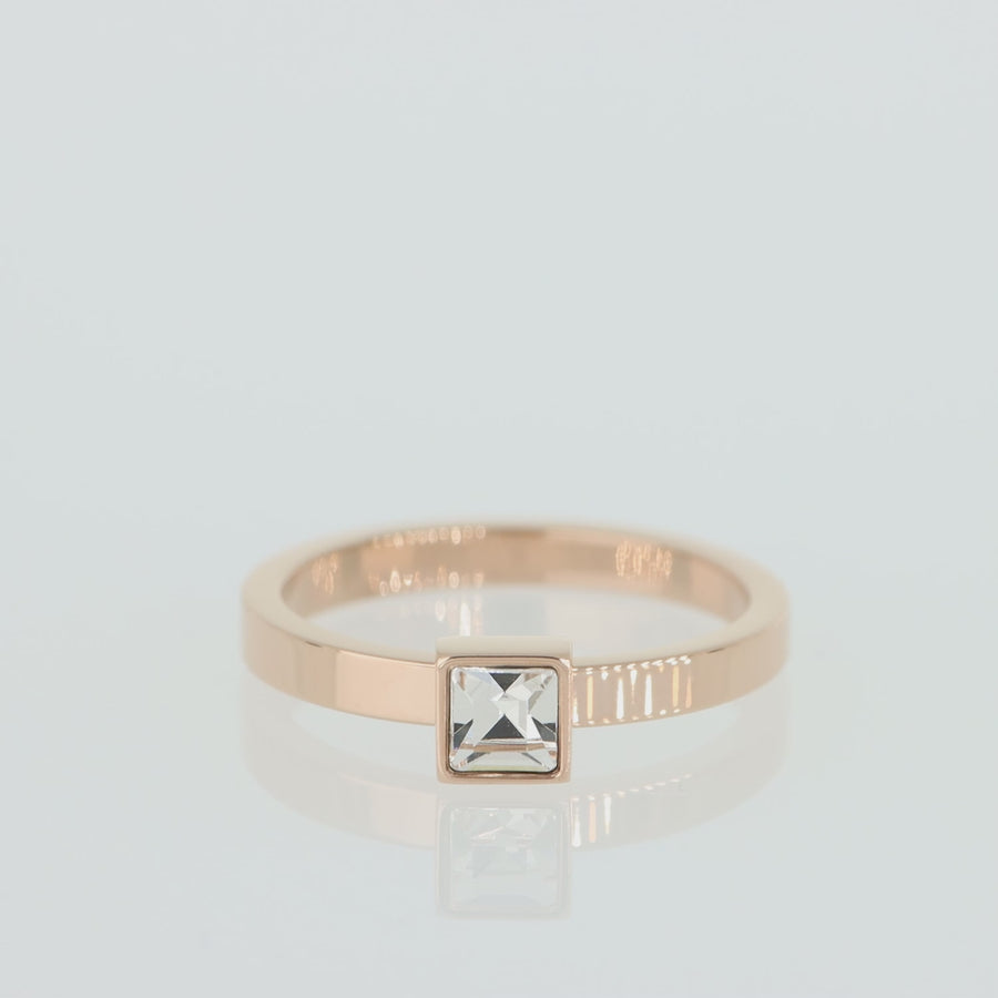 Brilliant Square small bague or rose cristal