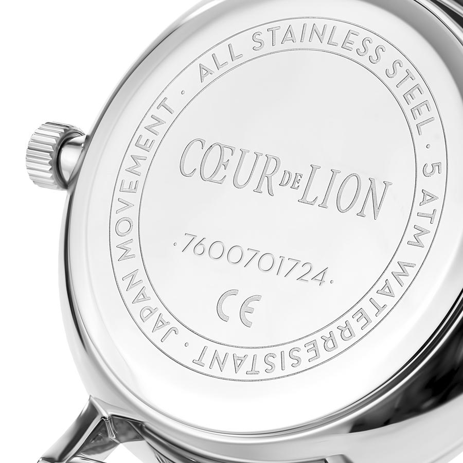 Montre Ronde Silver Sunray Bracelet Cuir Anthracite