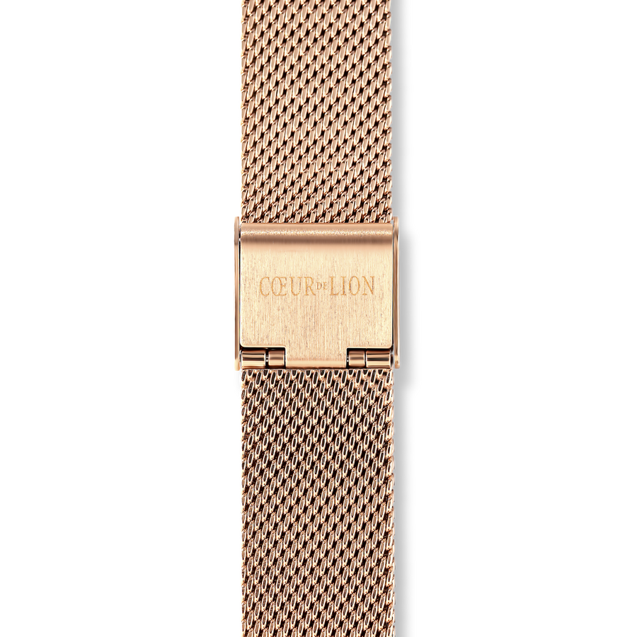 Montre Ronde Mocca Mat Milanaise Acier Inoxydable Or Rose