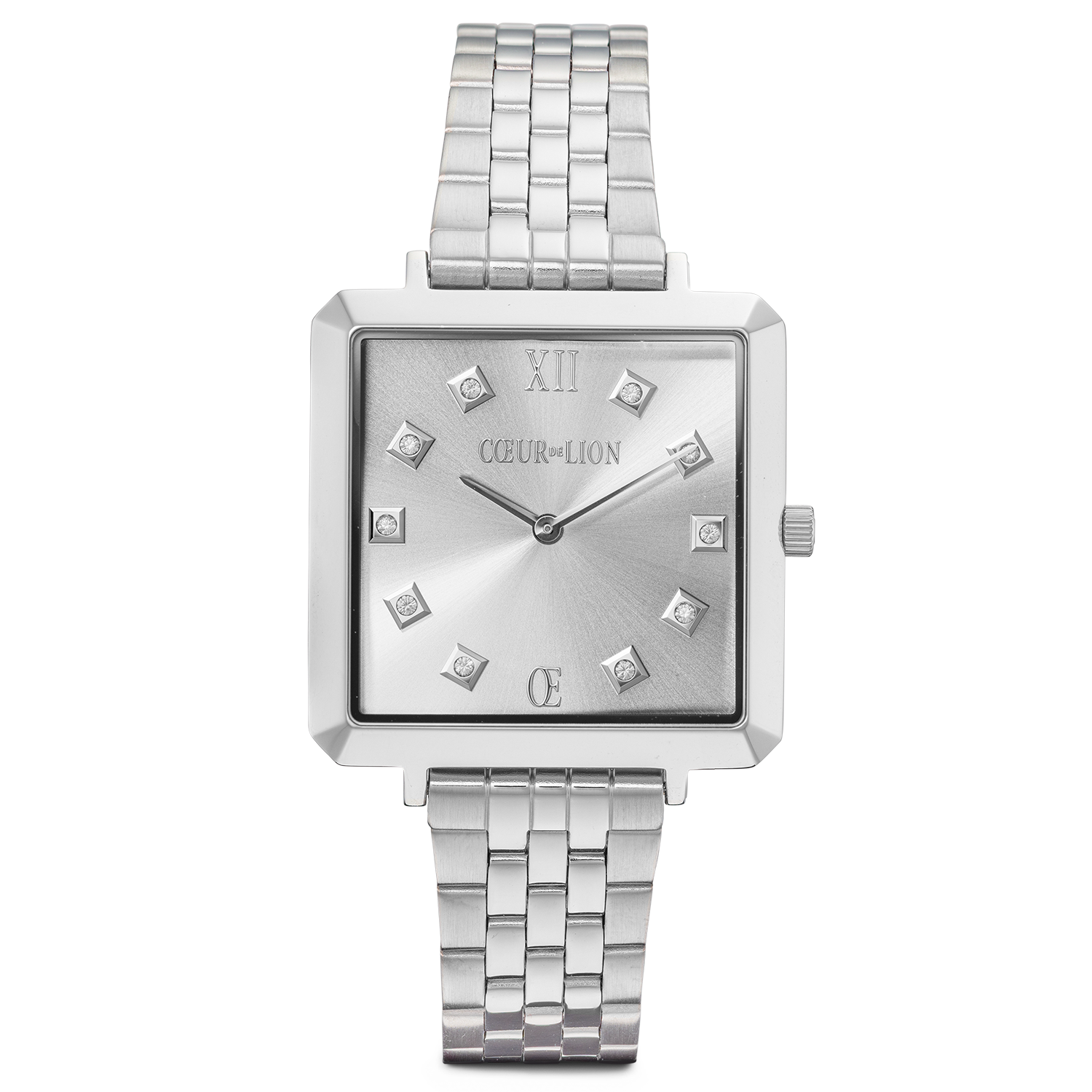 Montre Iconic Square Elegant Monochrome Silver Acier Inoxydable