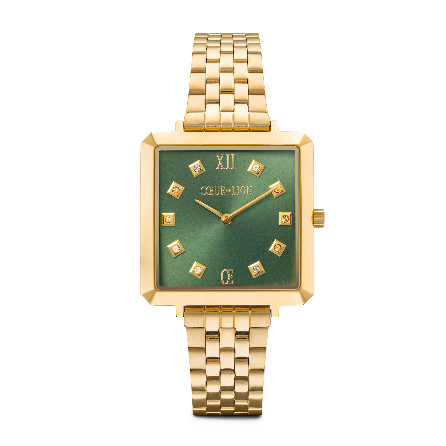 Montre Iconic Square Glamorous Green Acier Inoxydable Or