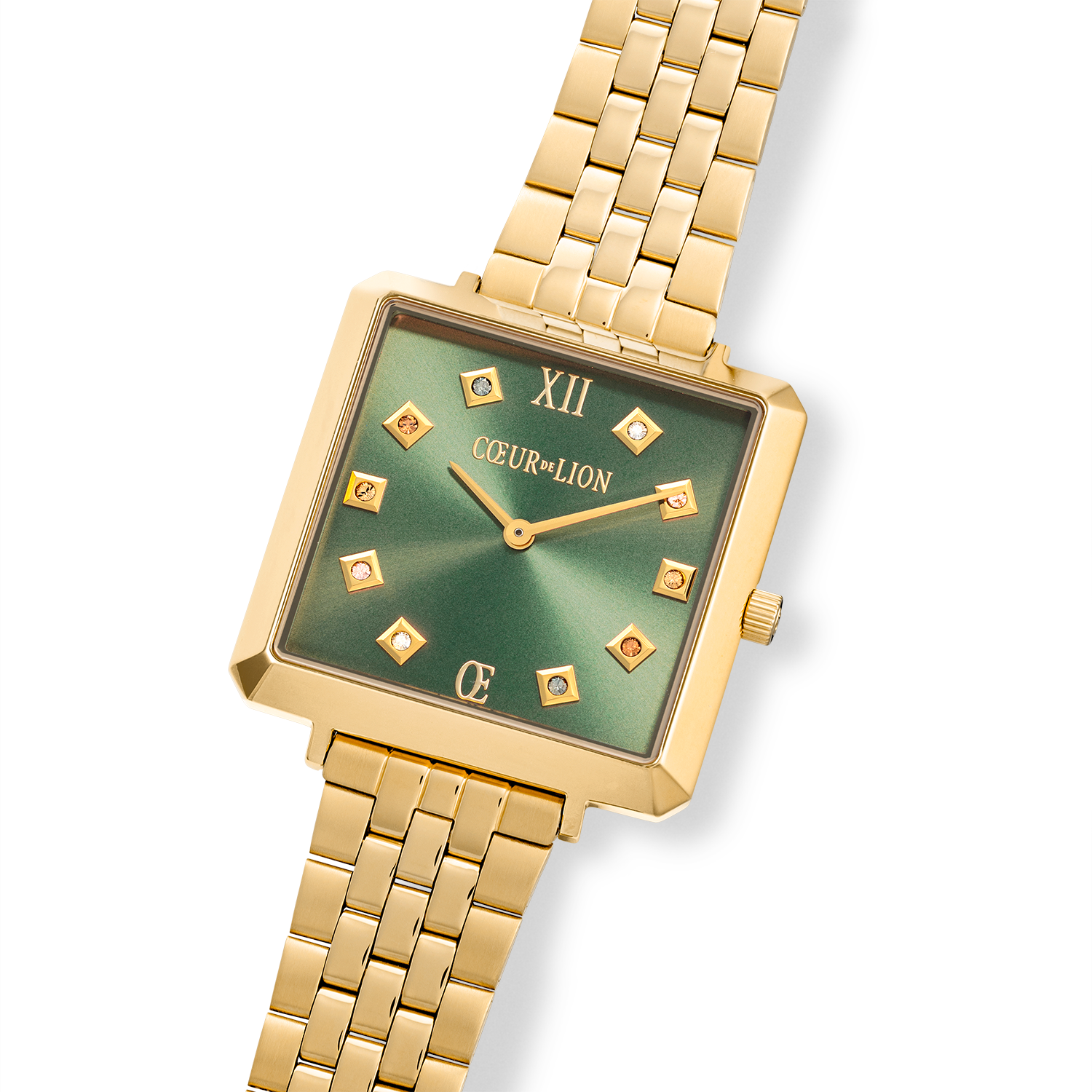 Montre Iconic Square Glamorous Green Acier Inoxydable Or