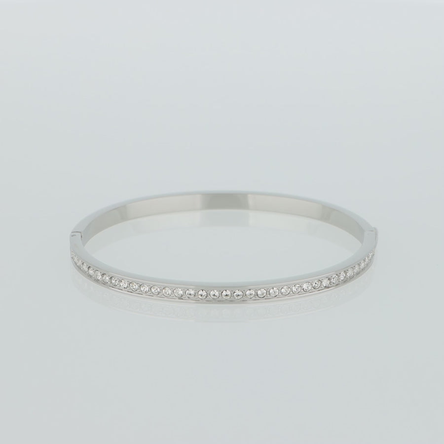 Bracelet jonc Acier inoxydable et cristaux argent cristal 17